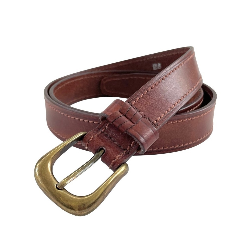 Century Canada Genuine Leather Dark Brown Belt with Brass Buckle, Size 40
